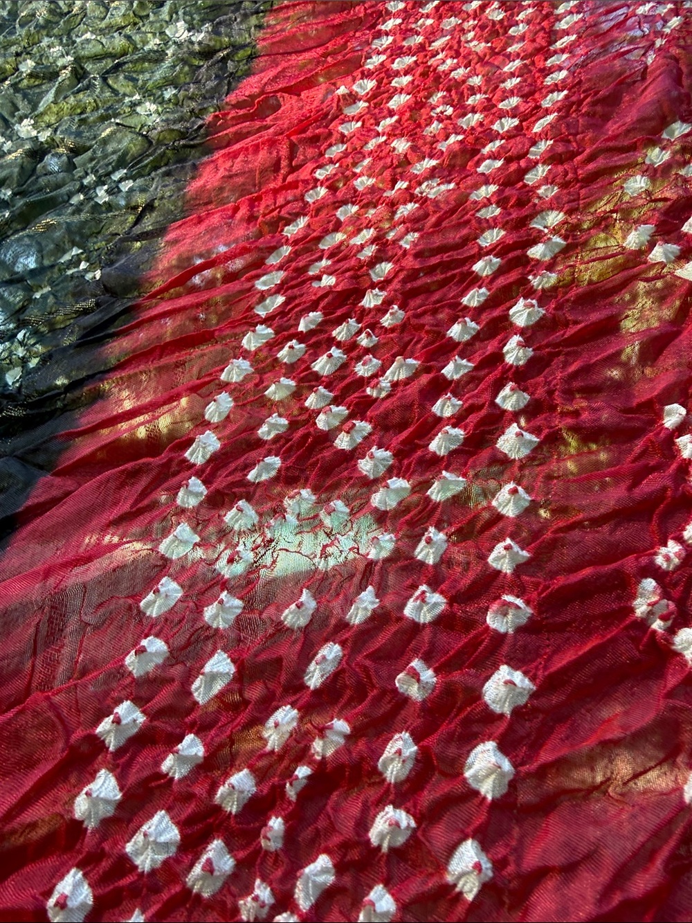 Hand-Dyed Large Textile Scarf in Black and Deep Pink - Picture 2 of 4